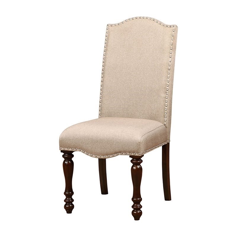 Furniture of America Minard Fabric Dining Chair in Antique Cherry (Set of 2)