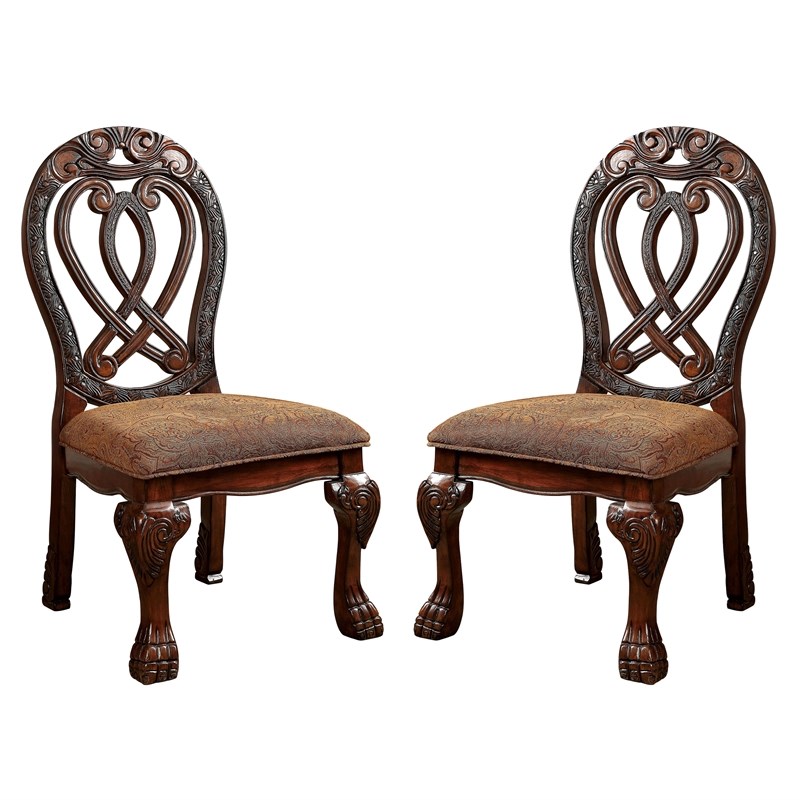 Furniture of America Madison Wood Padded Dining Chair in Cherry (Set of 2)