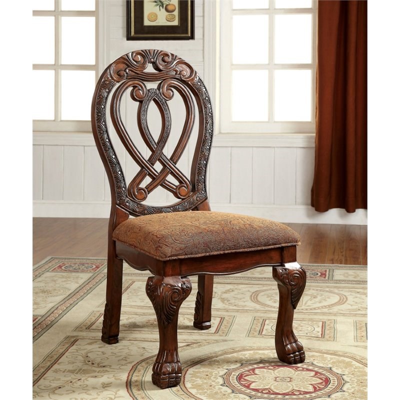 Furniture of America Madison Wood Padded Dining Chair in Cherry (Set of 2)
