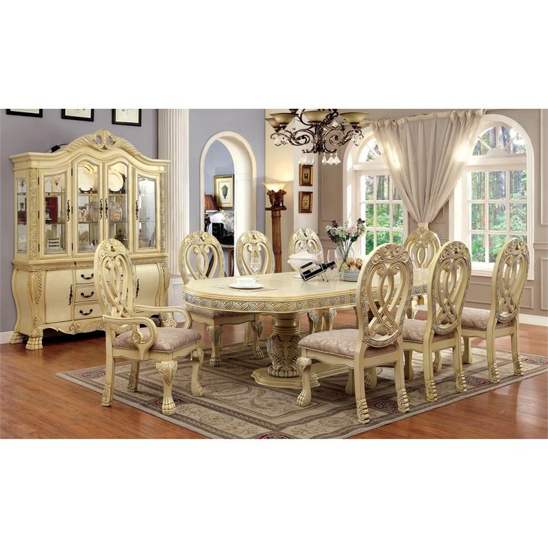 Furniture of America Madison Traditional Wood Extendable Dining Table in White