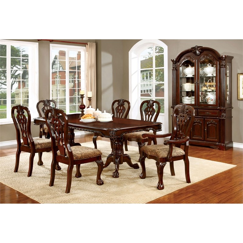 Furniture of America Wilson Wood Dining Arm Chair in Brown Cherry (Set of 2)