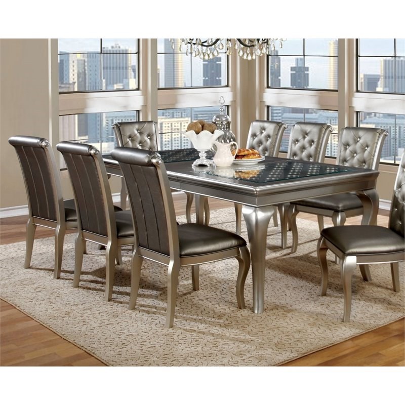 Furniture of America Bethlehem Wood Extendable Dining Table in Gold Champagne