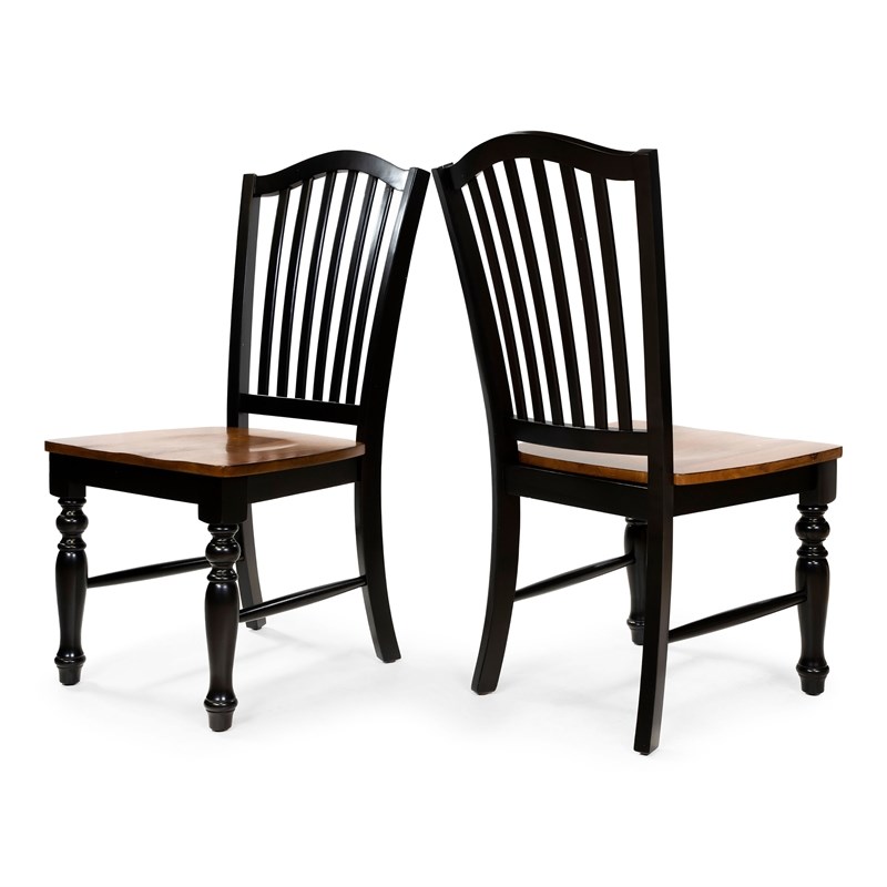 Furniture of America Sallie Transitional Wood Dining Chair in Black (Set of 2)