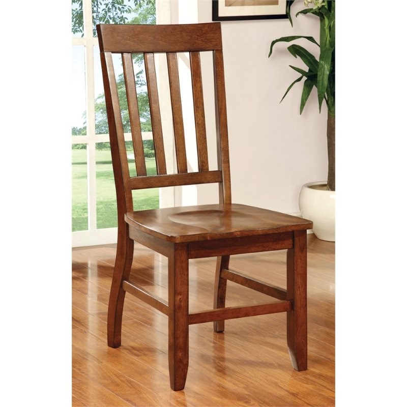 Furniture of America Duran Transitional Wood Dining Chair in Brown (Set of 2)