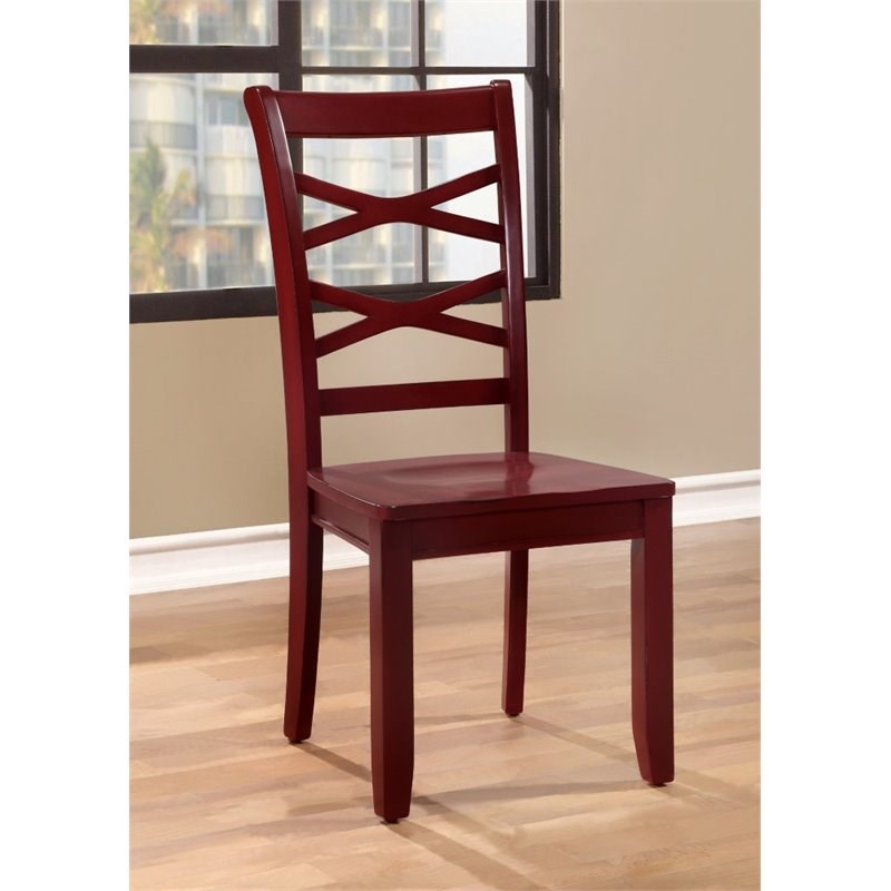 Furniture of America Hannon Wood Dining Chair in Red and Blue (Set of 2)