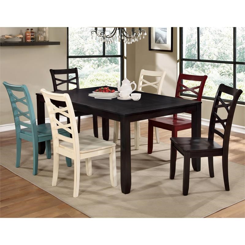 Furniture of America Hannon Wood Dining Chair in Red and Blue (Set of 2)