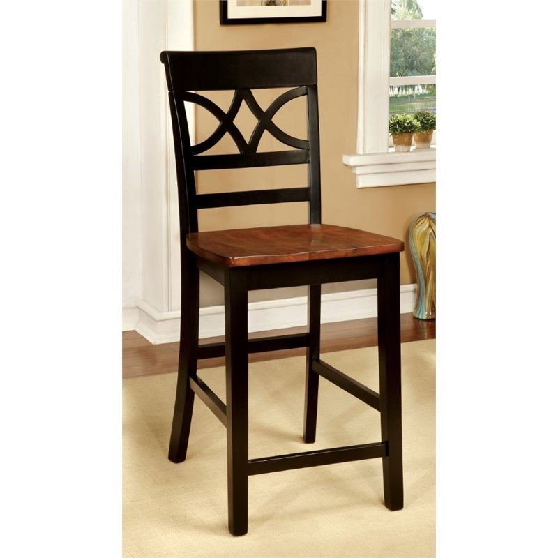 Furniture of America Maxey Wood 24-Inch Counter Height Stool in Black (Set of 2)