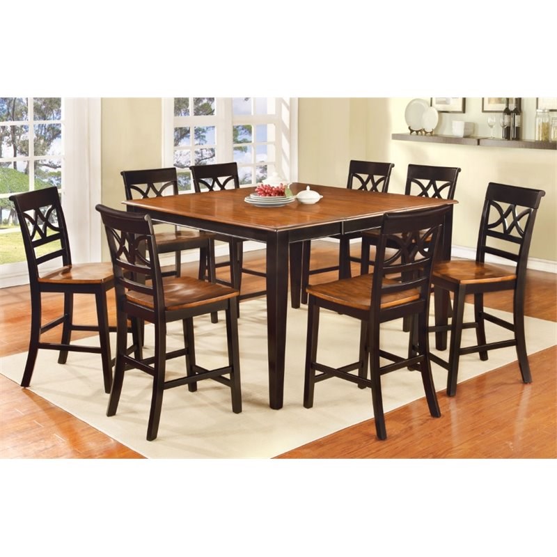 Furniture of America Maxey Wood Extendable Counter Height Dining Table in Cherry