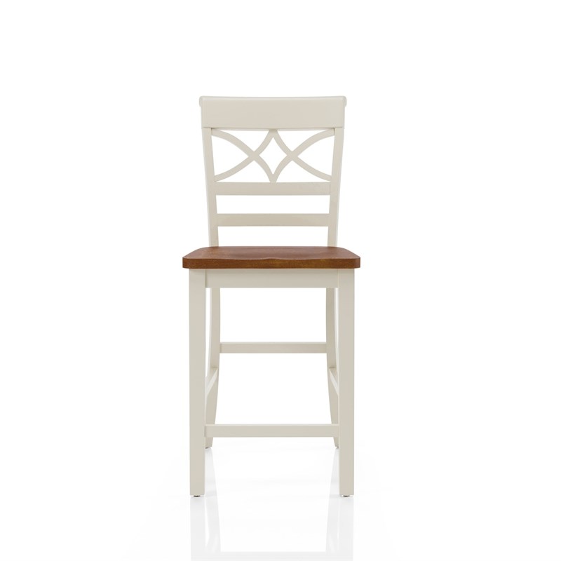 Furniture of America Maxey Wood 24-Inch Counter Height Stool in White (Set of 2)