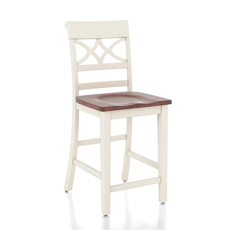 Furniture of America Maxey Wood 24-Inch Counter Height Stool in White (Set of 2)