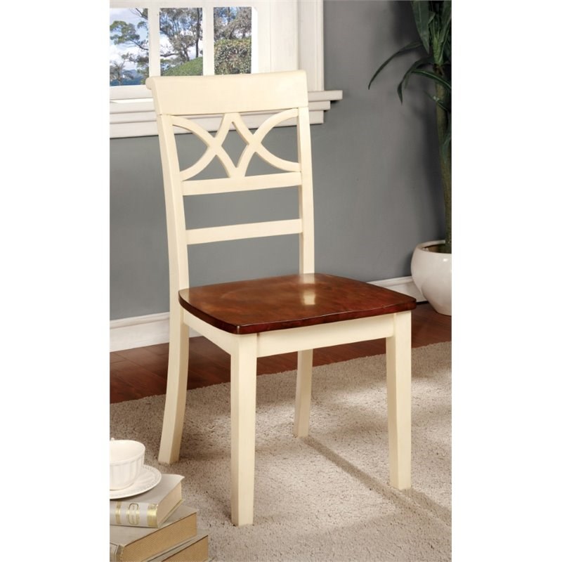 Furniture of America Maxey Wood Dining Chair in Vintage White (Set of 2)