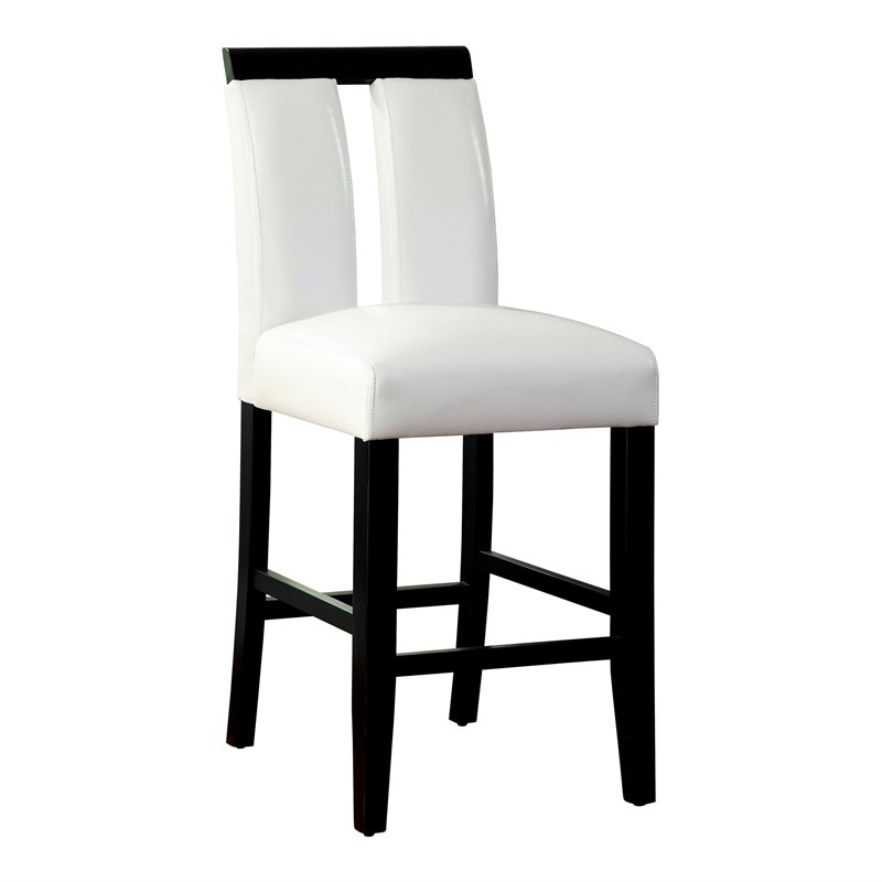 Furniture of America Jalen Faux Leather Counter Stool in White (Set of 2)