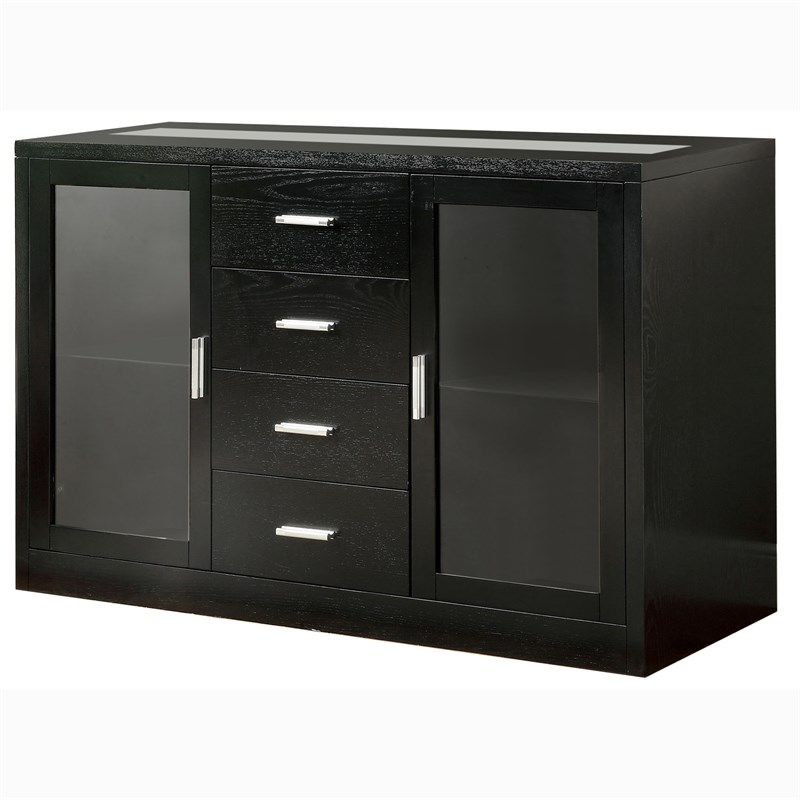 Furniture of America Jalen Contemporary Wood Buffet with LED in Black