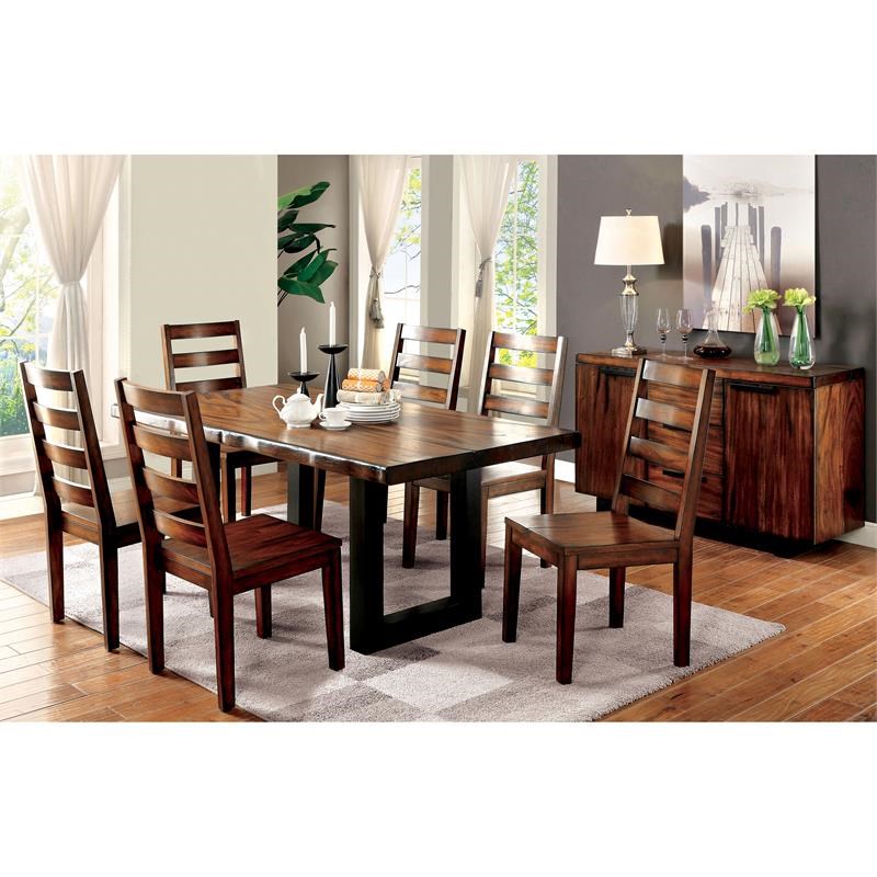 Furniture of America Hagrid Wood Dining Chair in Tobacco Oak (Set of 2)