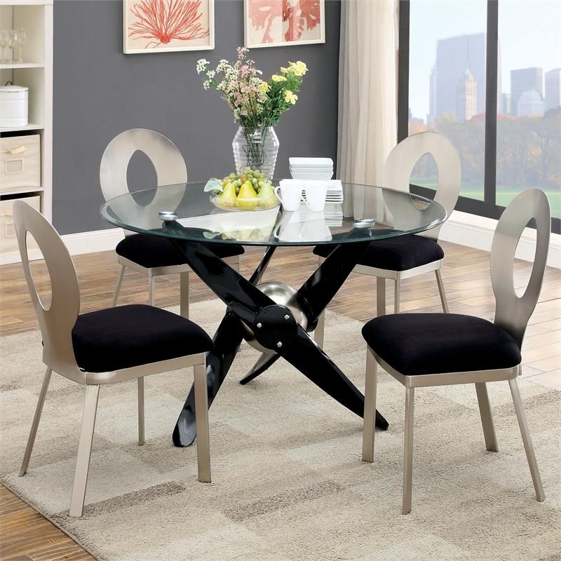 Furniture of America Lopez Stainless Steel Dining Chair in Silver (Set of 2)