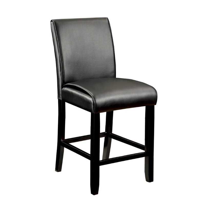 Furniture of America Ramsy Faux Leather Counter Stool in Black (Set of 2)