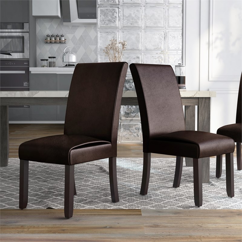 Furniture of America Ramsy Faux Leather Dining Chair in Dark Walnut (Set of 2)