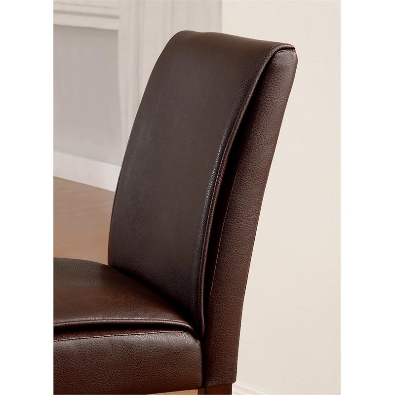 Furniture of America Ramsy Faux Leather Dining Chair in Dark Walnut (Set of 2)