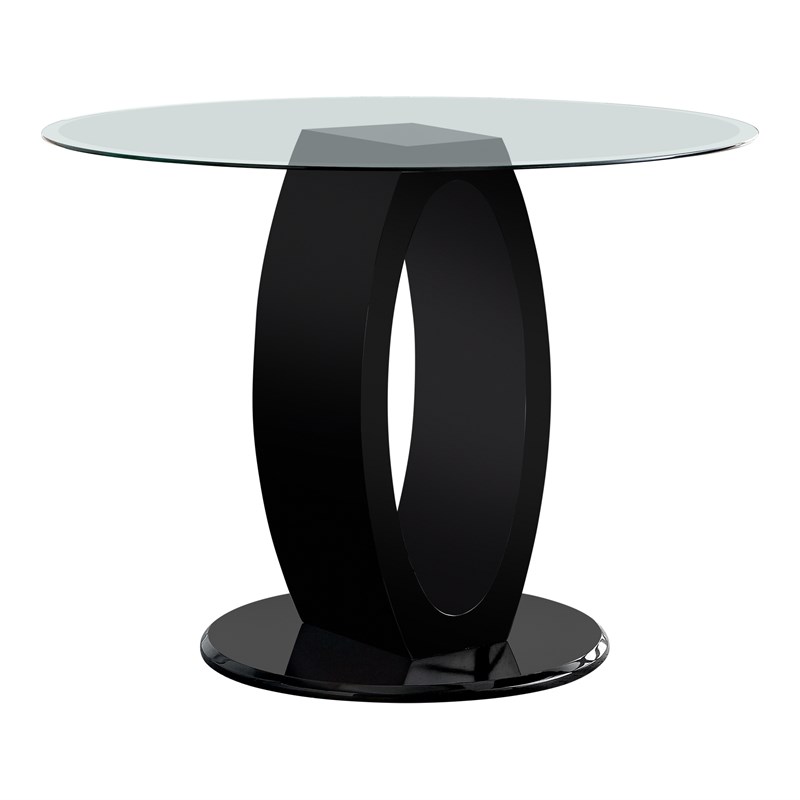 Furniture of America Glass Top Round Counter Height Dining Table in Black