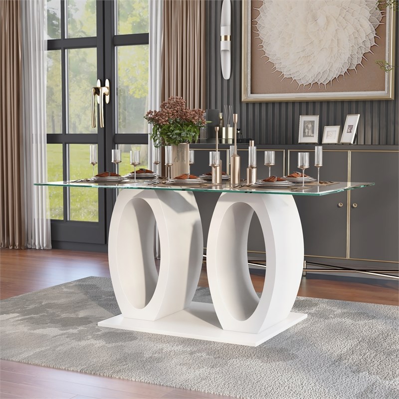Furniture of America Hugo Wood Rectangle Top Dining Table in White