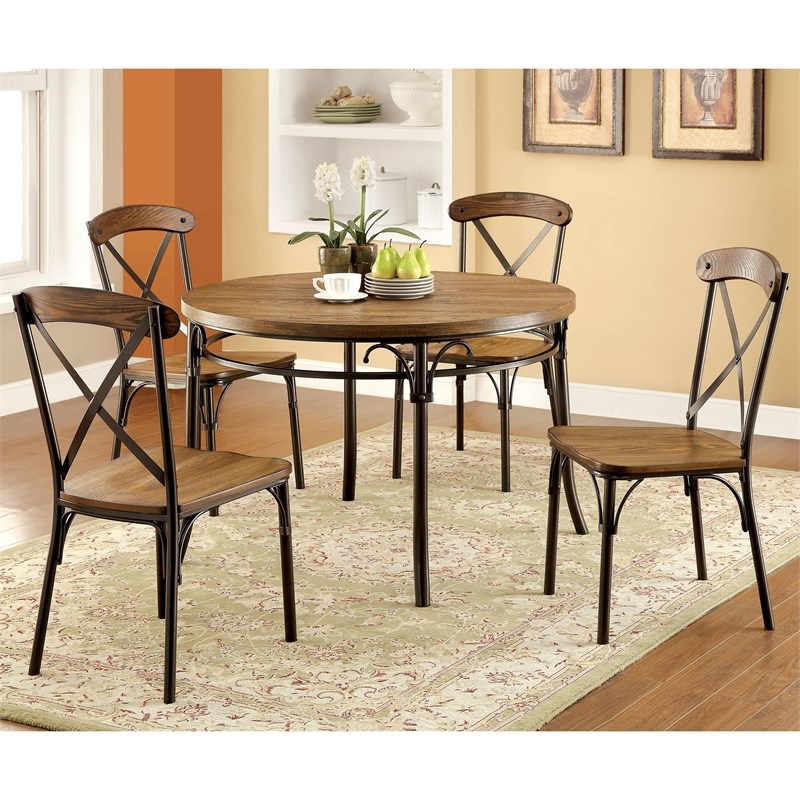 Furniture of America Wagner Industrial Metal Dining Chair in Bronze (Set of 2)