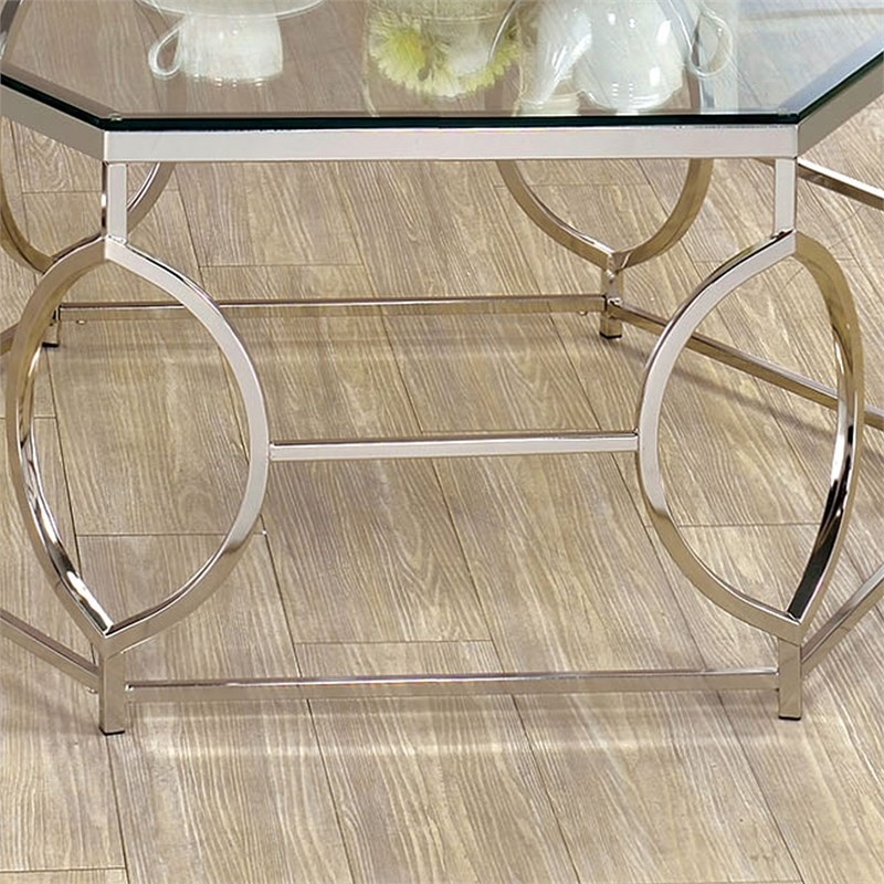 Furniture of America Annette Contemporary Metal Coffee Table in Chrome