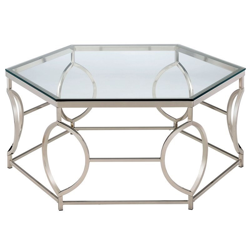 Furniture of America Annette Contemporary Metal Coffee Table in Chrome