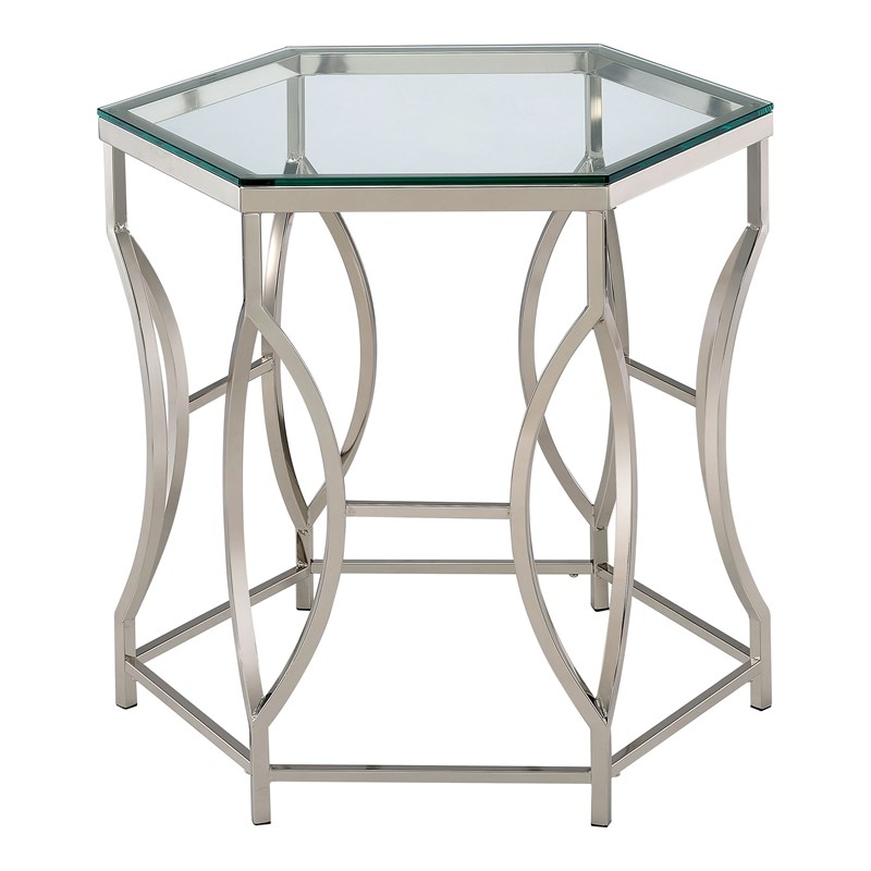 Furniture of America Annette Contemporary Metal End Table in Chrome