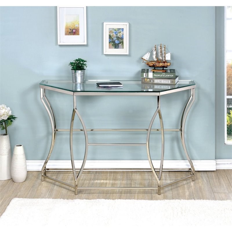 Furniture of America Annette Contemporary Metal Console Table in Chrome