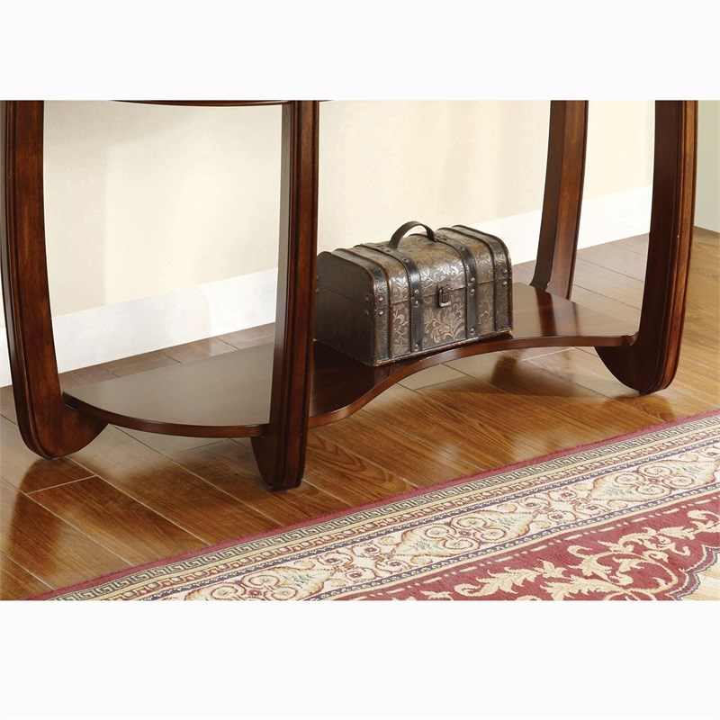 Furniture of America Tunton Solid Wood 1-Shelf Console Table in Dark Cherry