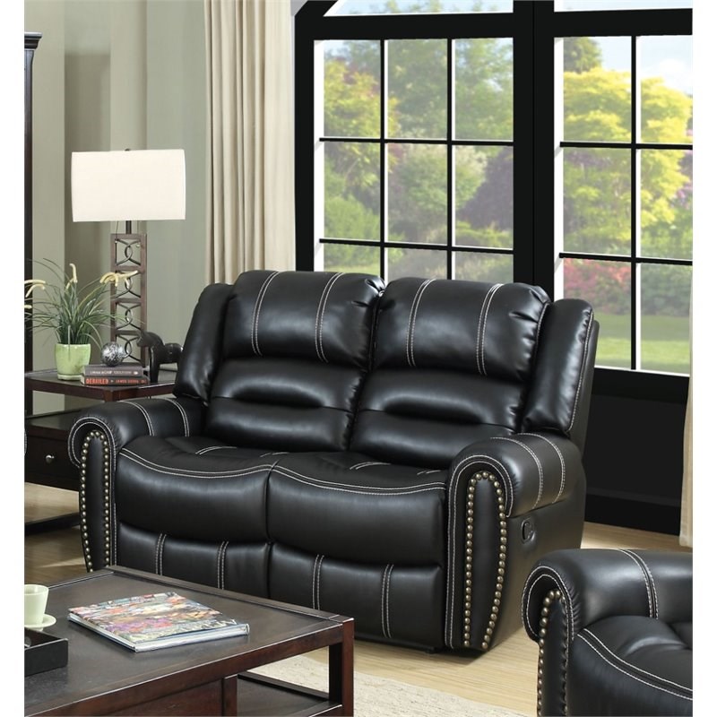 Furniture of America Stinson Faux Leather Glider Reclining Loveseat in