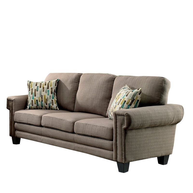 Furniture of America Kay Transitional Fabric Upholstered Sofa in Warm ...