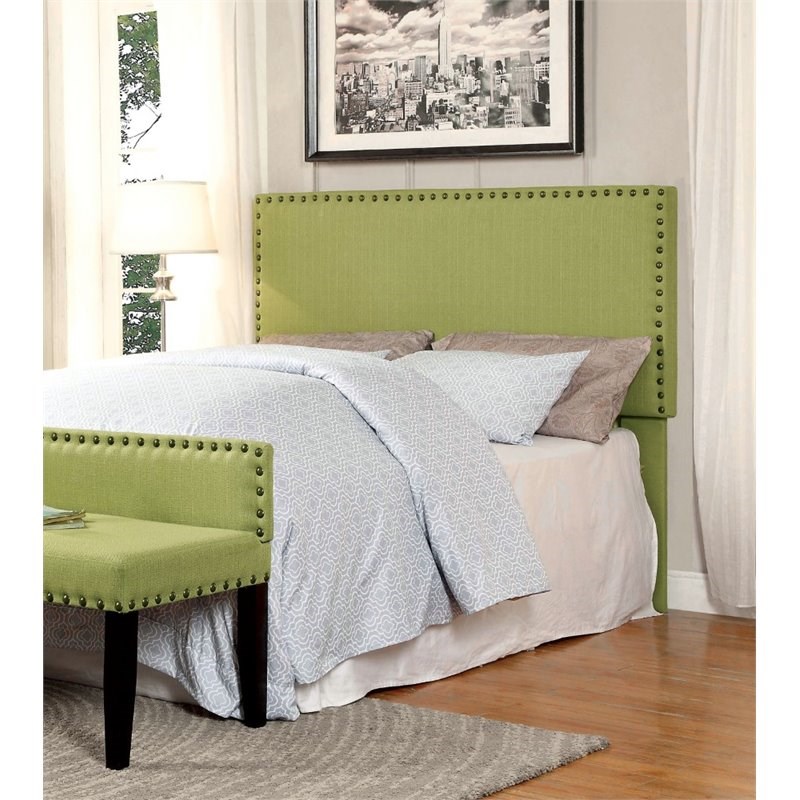 Furniture of America Fabric Upholstered Full/Queen Headboard in Green Homesquare