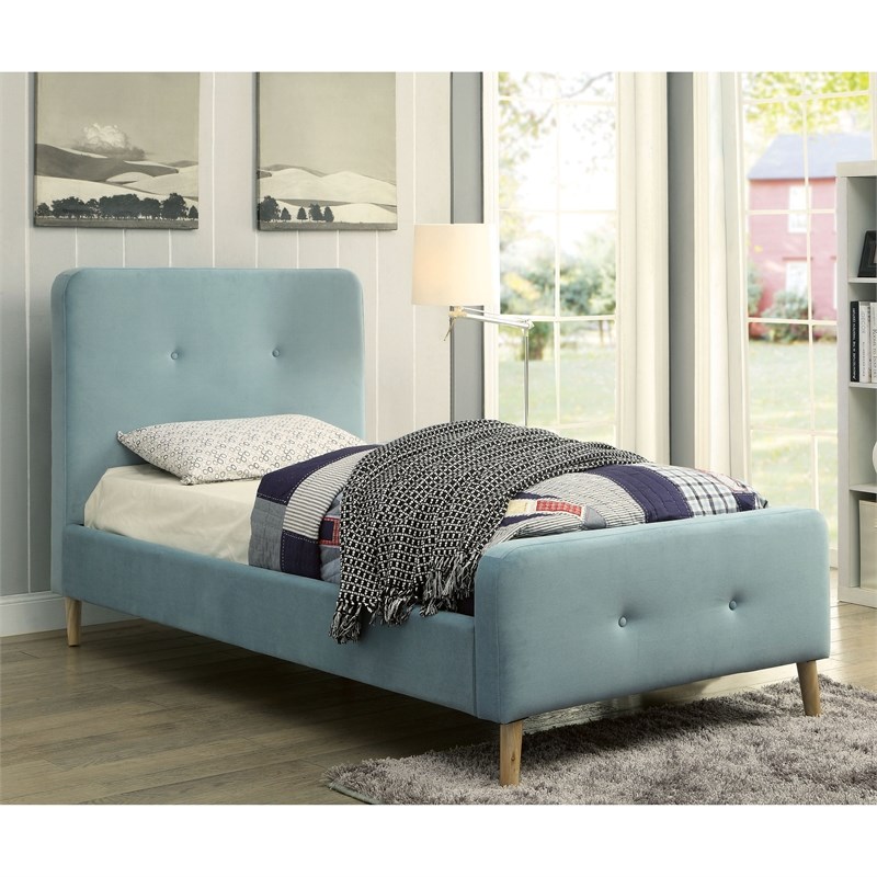 Furniture of America Celia Chenille Upholstered Twin Platform Bed in ...