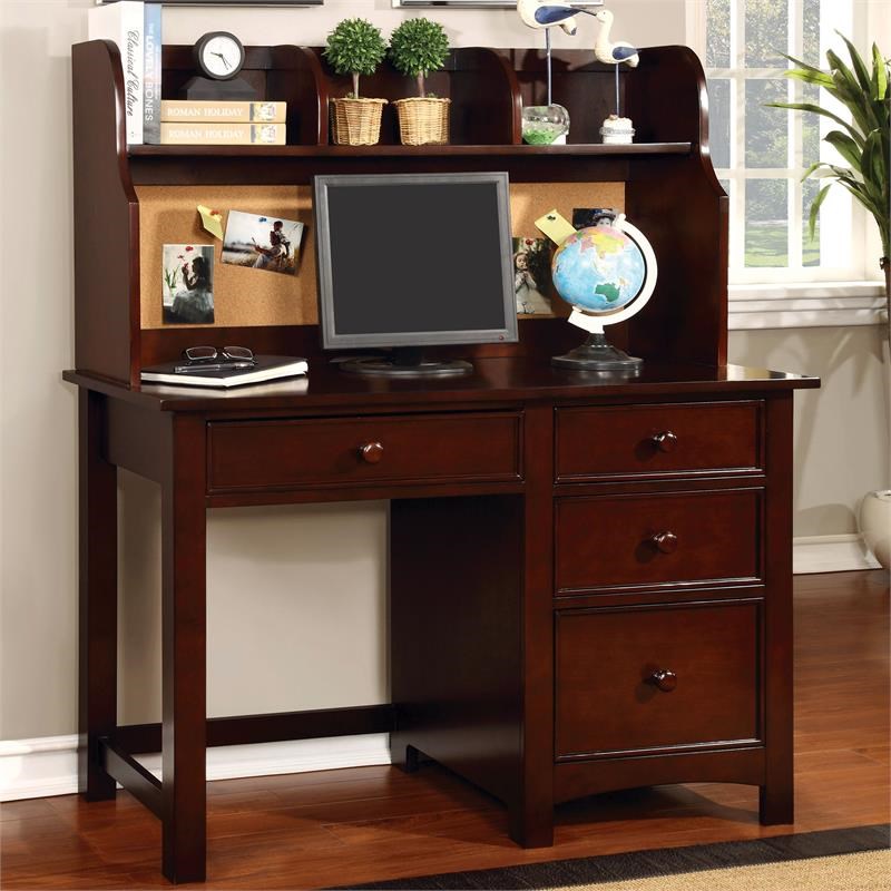 Furniture of America Dimanche Transitional Solid Wood Kids Desk in Cherry