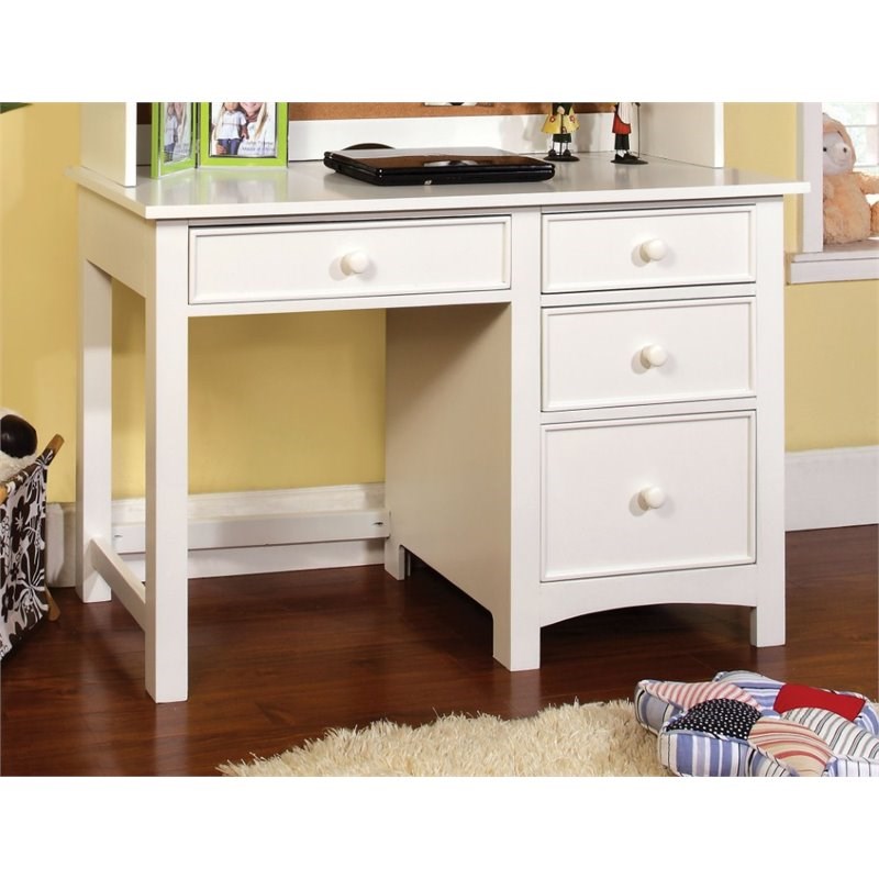 Furniture of America Dimanche Transitional Solid Wood Kids Desk in White