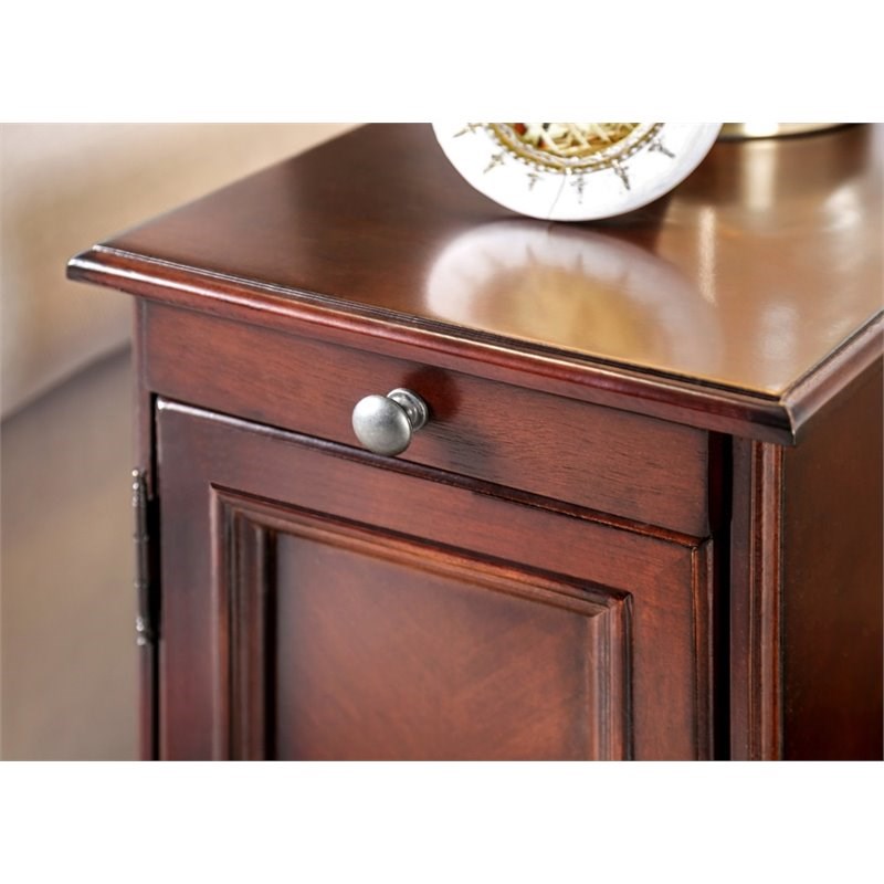 Furniture of America Daren I Transitional Wood Storage End Table in Cherry