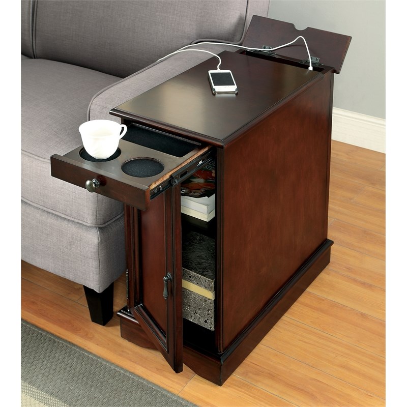 Furniture of America Daren I Transitional Wood Storage End Table in