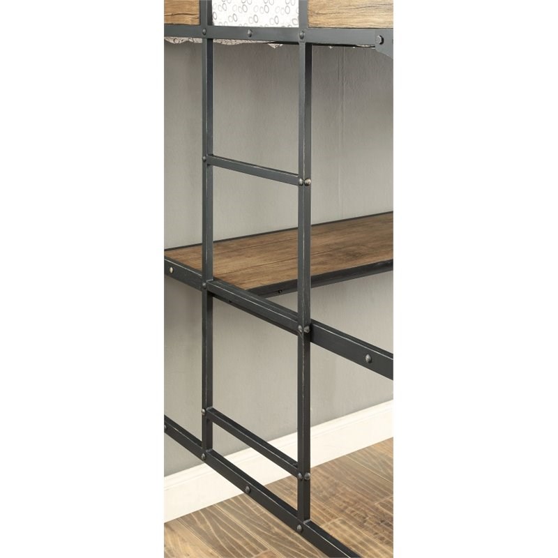 Furniture of America Baron Metal Twin over Work Station Bunk Bed in Black