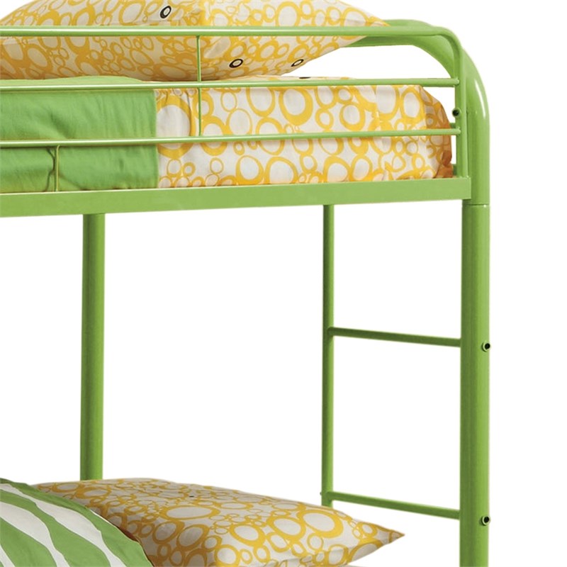 Furniture of America Capelli Contemporary Metal Twin over Twin Bunk Bed in Green