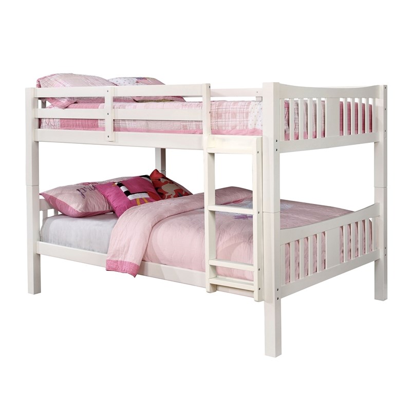 Furniture of America Edith Wood Twin over Twin Bunk Bed in White