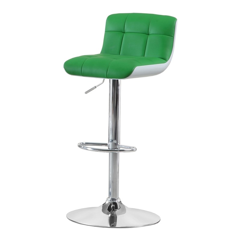 Furniture of America Andie Faux Leather Adjustable Bar Stool in Apple Green