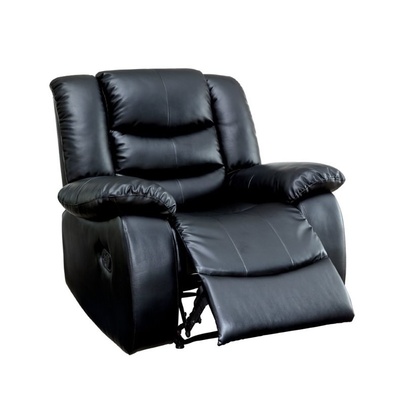 America Torrance Faux Leather Recliner, Black Faux Leather Recliner
