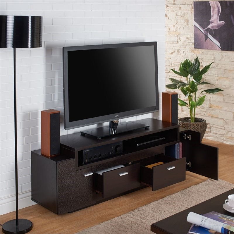 Furniture of America Santex Contemporary Wood 60-Inch TV Stand in Cappuccino
