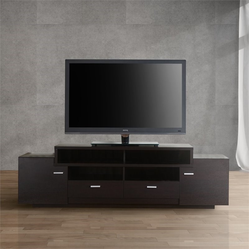 Furniture of America Braswell Wood Multi-Storage 72-Inch TV Stand in Cappuccino
