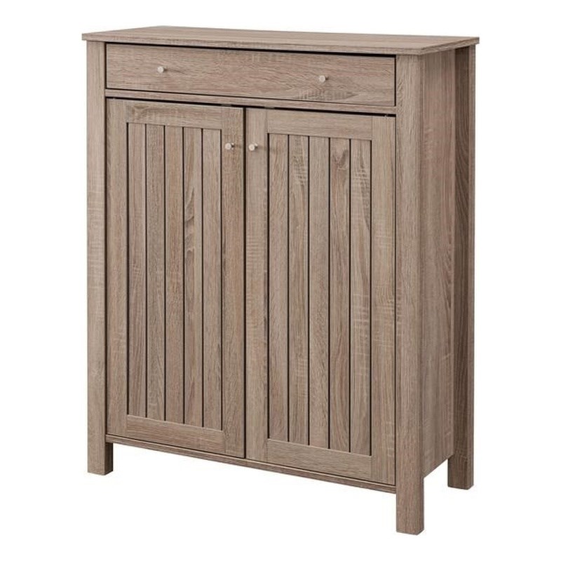 Furniture of America Jessa Slatted Wood 1-Drawer Shoe Cabinet in Light Oak