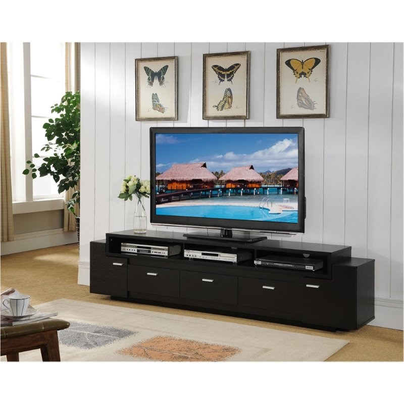 Furniture of America Santex Wood 84-inch TV Stand in Cappuccino