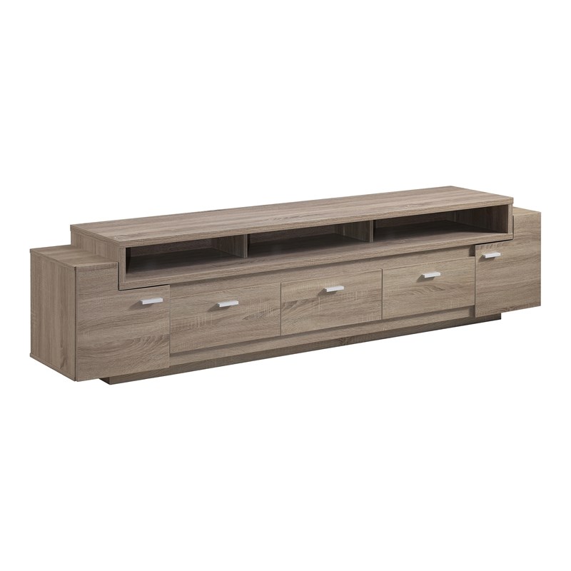 Furniture of America Santex Wood 84-inch TV Stand in Distressed Taupe