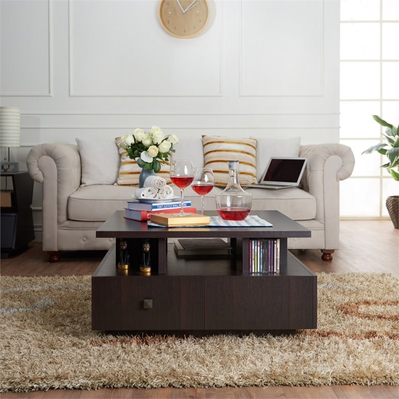 Furniture of America Murry Modern Wood Storage Coffee Table in Espresso