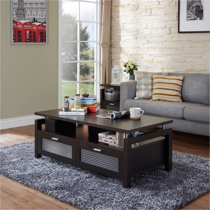 Furniture of America Tayler Contemporary Wood Storage Coffee Table in Espresso
